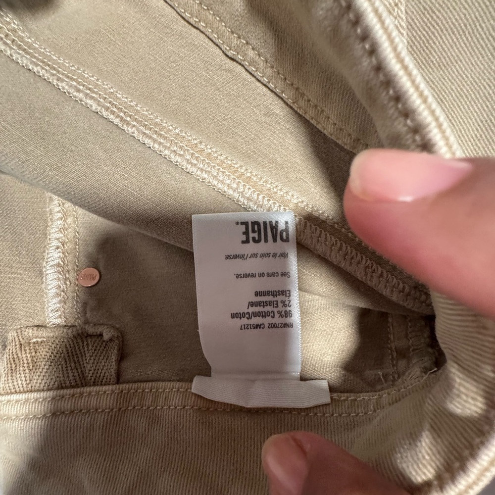 PAIGE Tan Casual Denim Pants